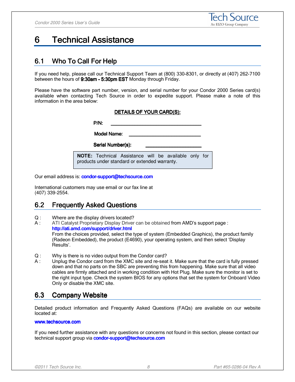 Tech Source Condor 2000 Series User Manual | Page 11 / 12
