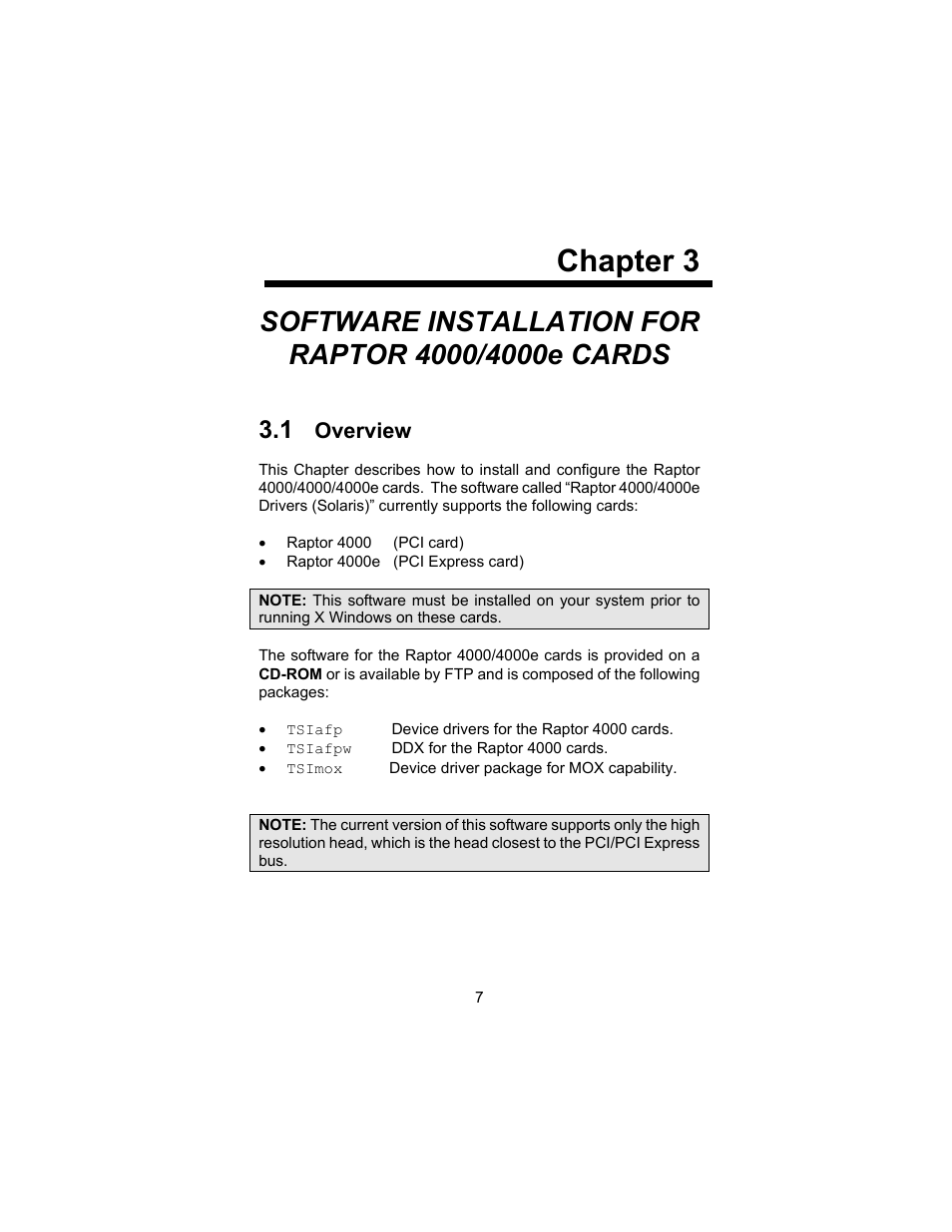 Chapter 3 | Tech Source Raptor 4000 (for Solaris) User Manual | Page 11 / 41