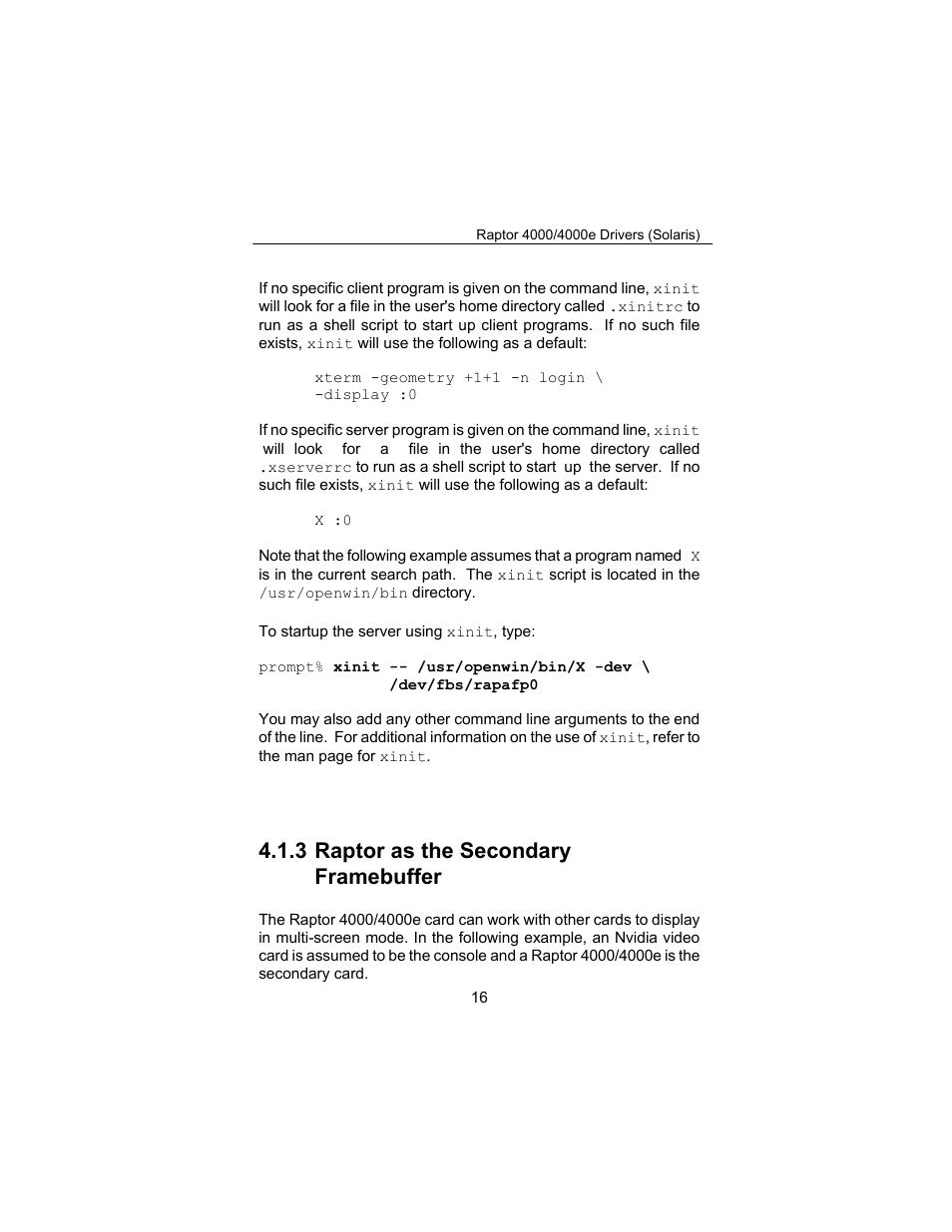 3 raptor as the secondary framebuffer | Tech Source Raptor 4000 (for Solaris) User Manual | Page 20 / 41