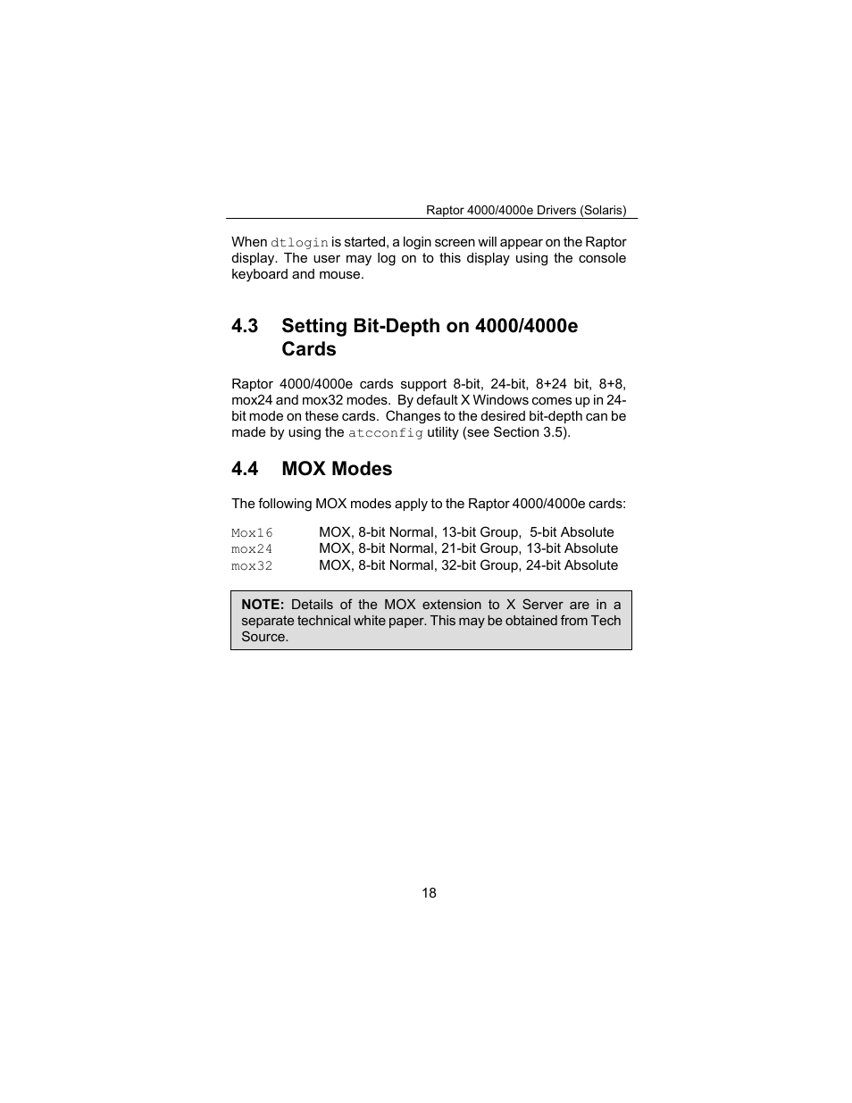 4 mox modes | Tech Source Raptor 4000 (for Solaris) User Manual | Page 22 / 41