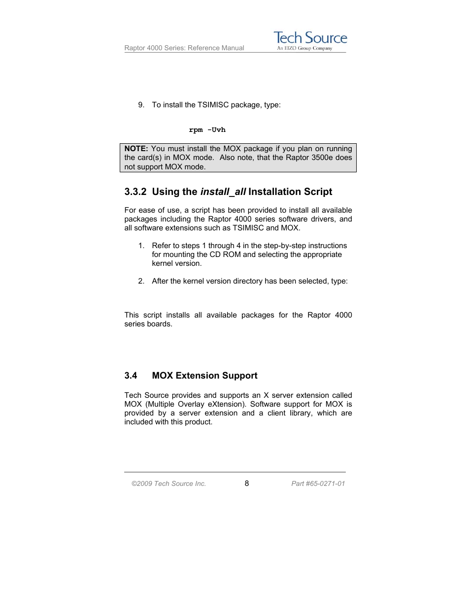 2 using the install_all installation script | Tech Source Raptor 4000 Series (for Linux) User Manual | Page 14 / 64