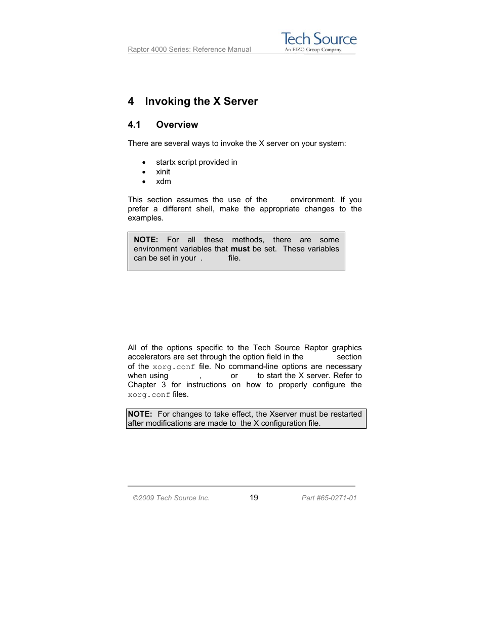 4 invoking the x server | Tech Source Raptor 4000 Series (for Linux) User Manual | Page 25 / 64