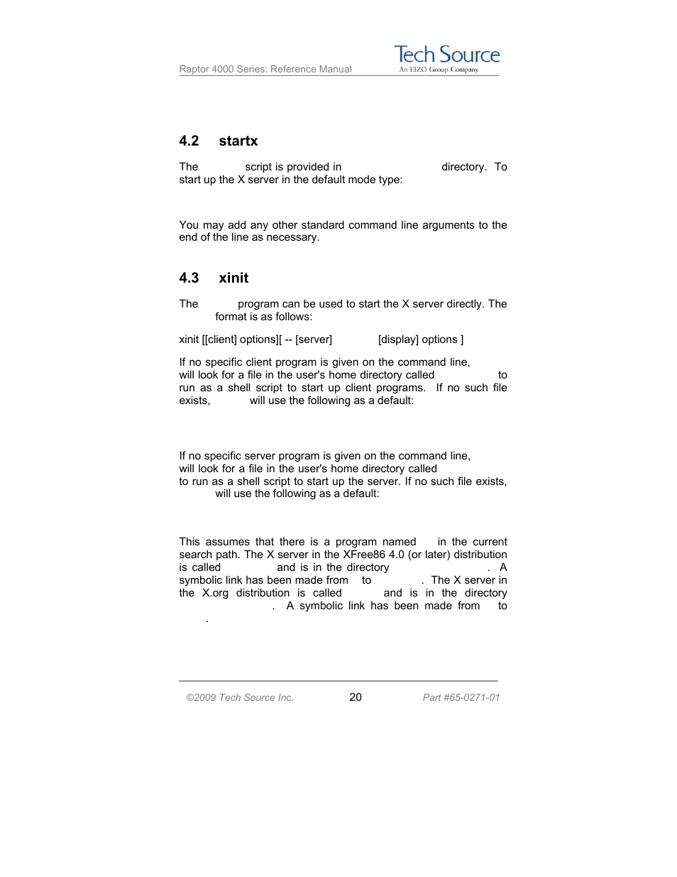 2 startx, 3 xinit | Tech Source Raptor 4000 Series (for Linux) User Manual | Page 26 / 64
