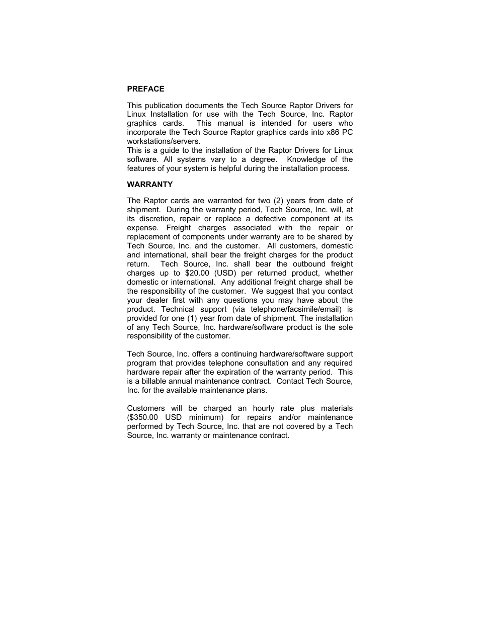 Tech Source Raptor 4000 Series (for Linux) User Manual | Page 3 / 64