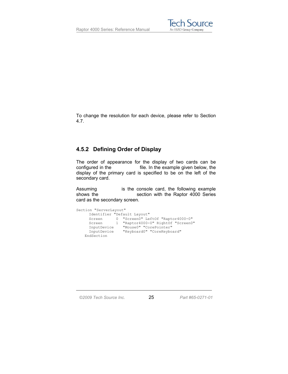 2 defining order of display | Tech Source Raptor 4000 Series (for Linux) User Manual | Page 31 / 64