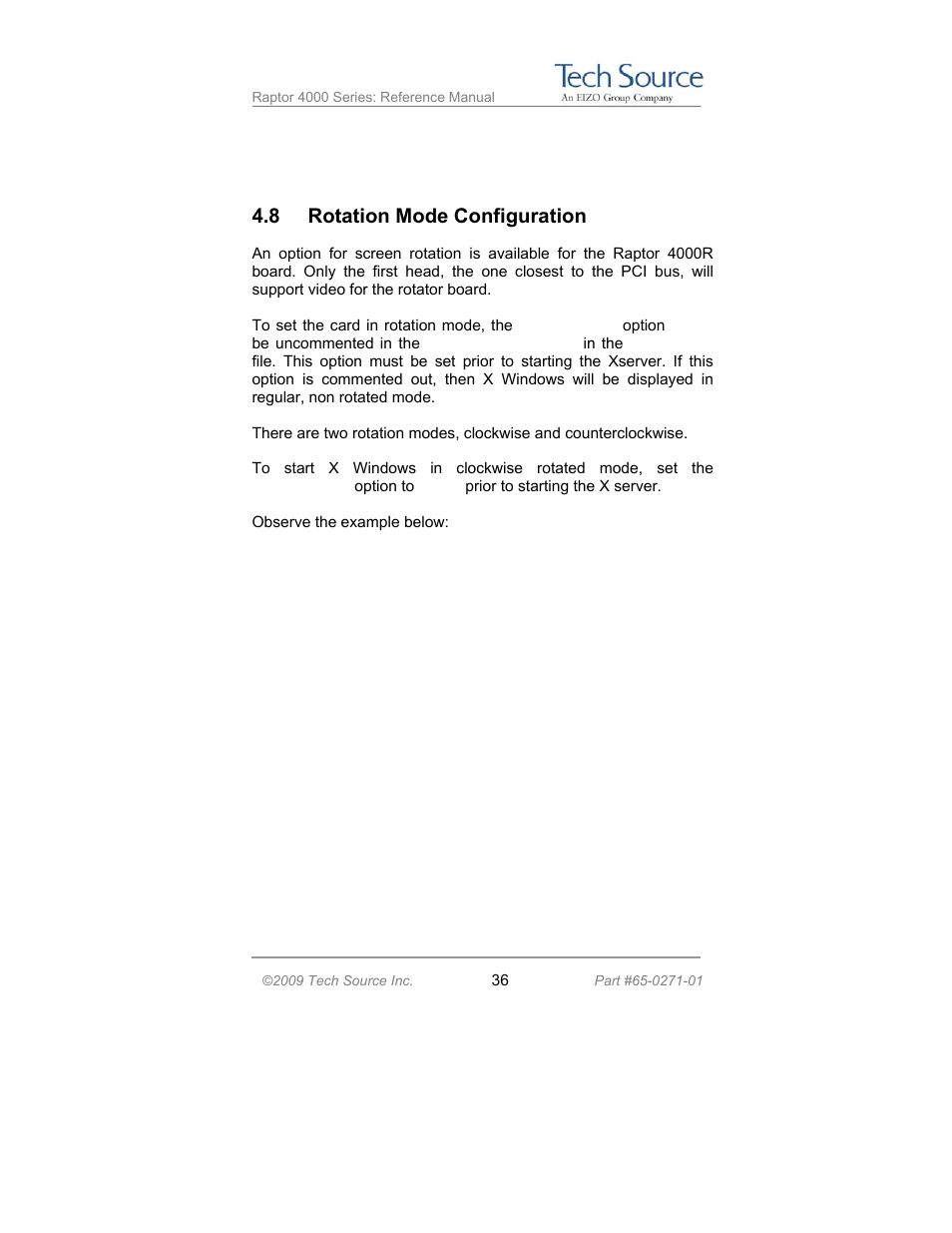 8 rotation mode configuration | Tech Source Raptor 4000 Series (for Linux) User Manual | Page 42 / 64