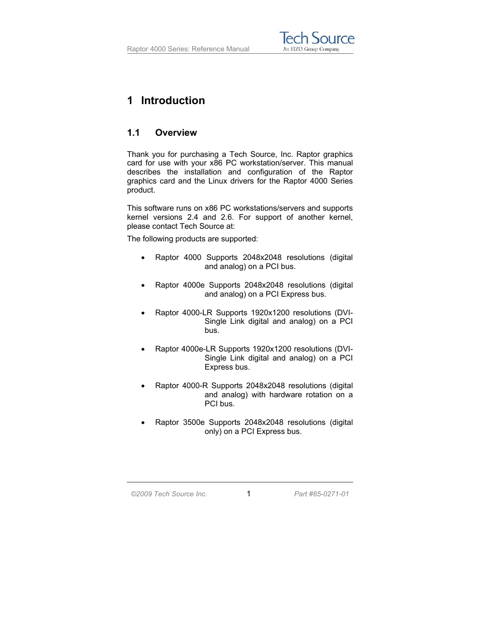 1 introduction | Tech Source Raptor 4000 Series (for Linux) User Manual | Page 7 / 64