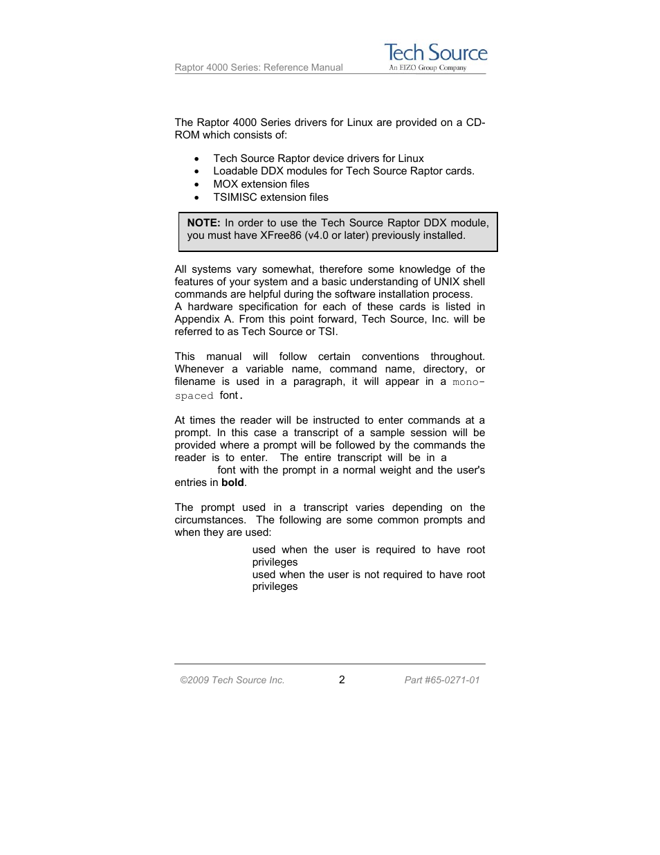 Tech Source Raptor 4000 Series (for Linux) User Manual | Page 8 / 64