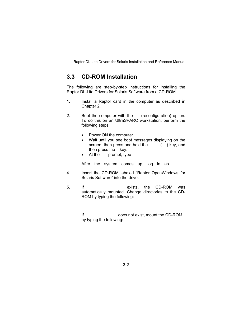 3 cd-rom installation | Tech Source Raptor DL-Lite Drivers for Solaris User Manual | Page 12 / 36