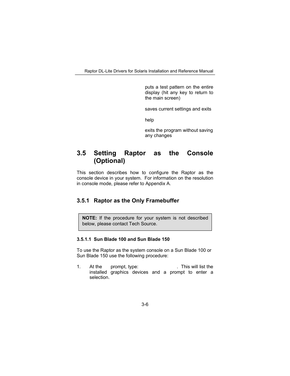 5 setting raptor as the console (optional) | Tech Source Raptor DL-Lite Drivers for Solaris User Manual | Page 16 / 36