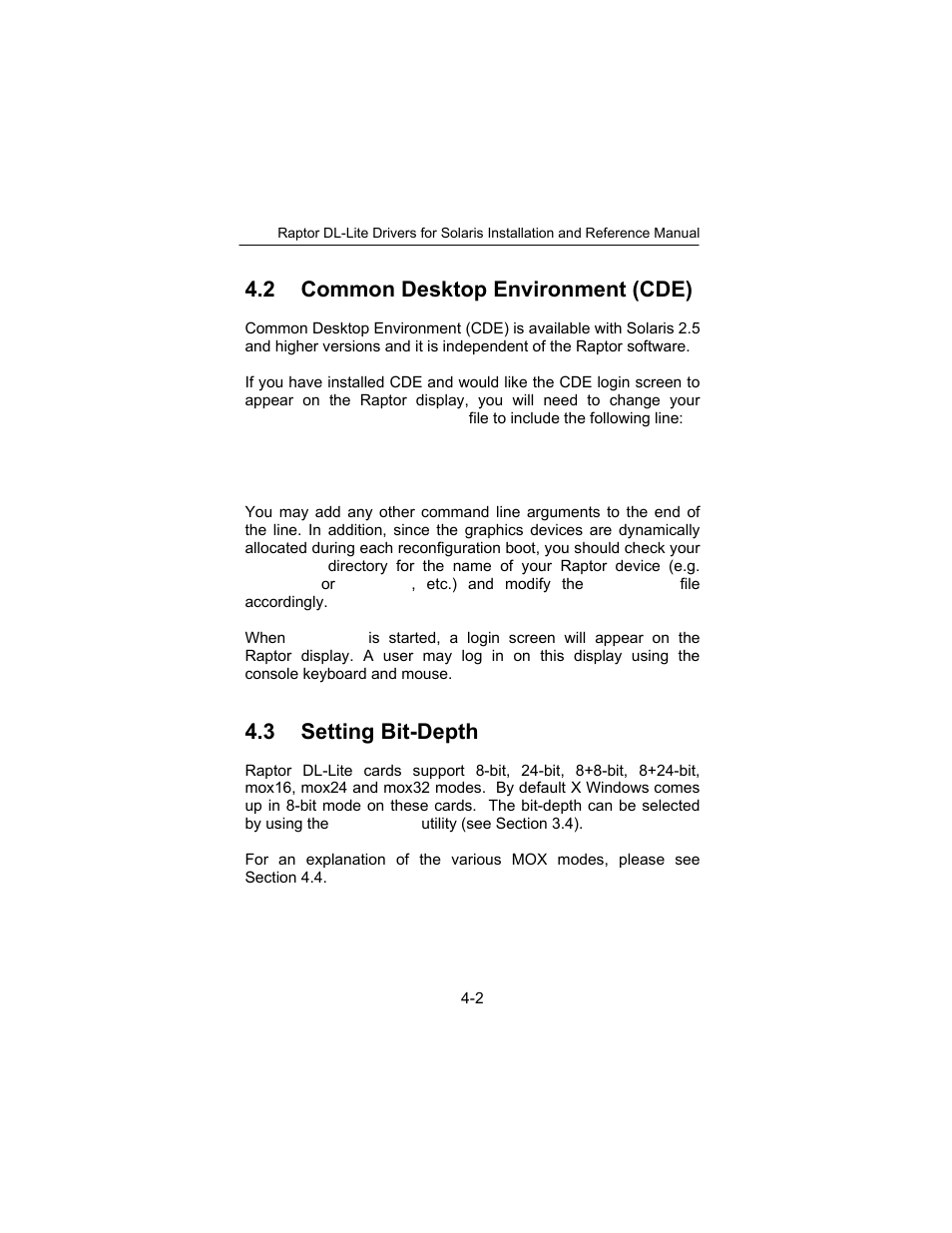 2 common desktop environment (cde), 3 setting bit-depth | Tech Source Raptor DL-Lite Drivers for Solaris User Manual | Page 22 / 36