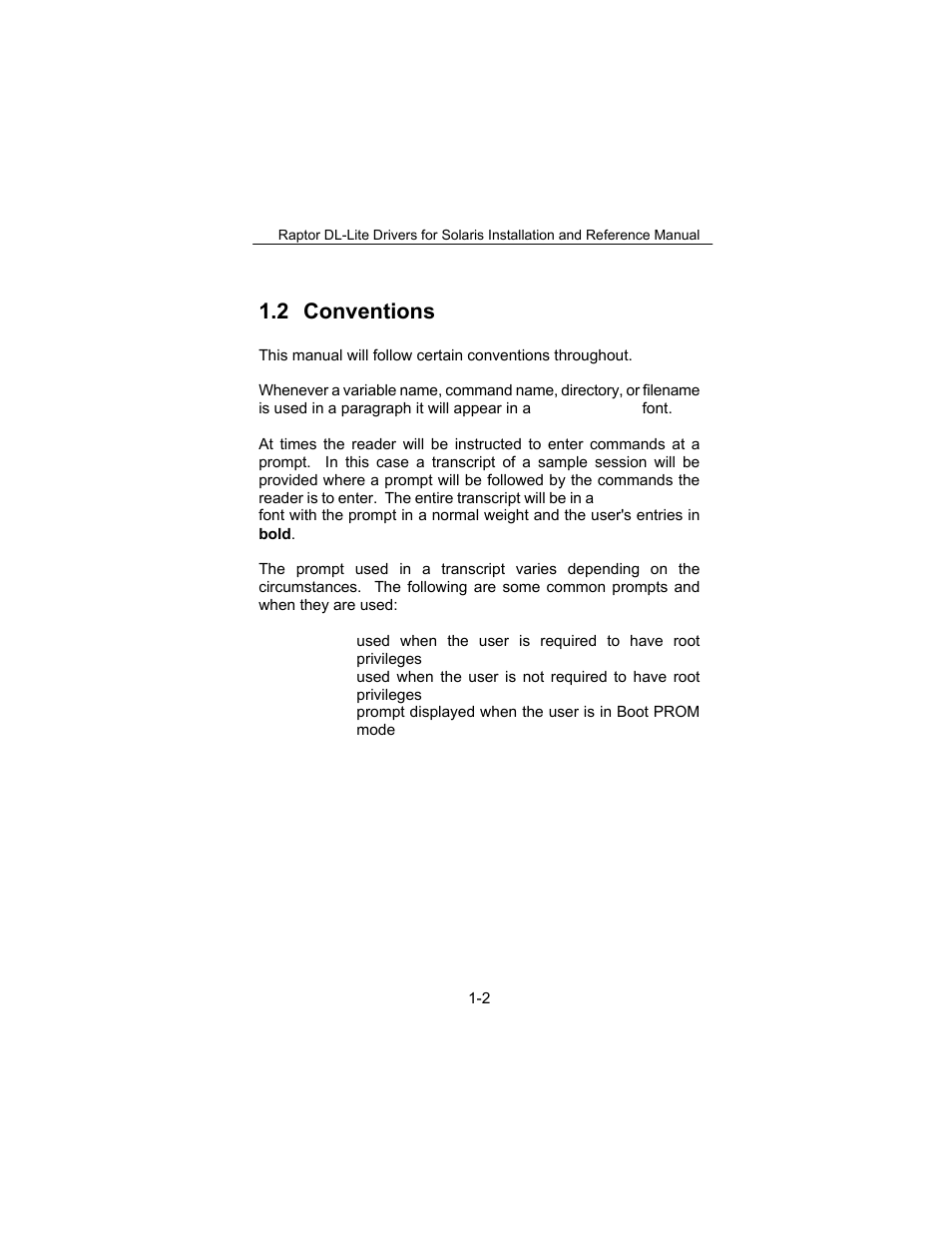 2 conventions | Tech Source Raptor DL-Lite Drivers for Solaris User Manual | Page 8 / 36