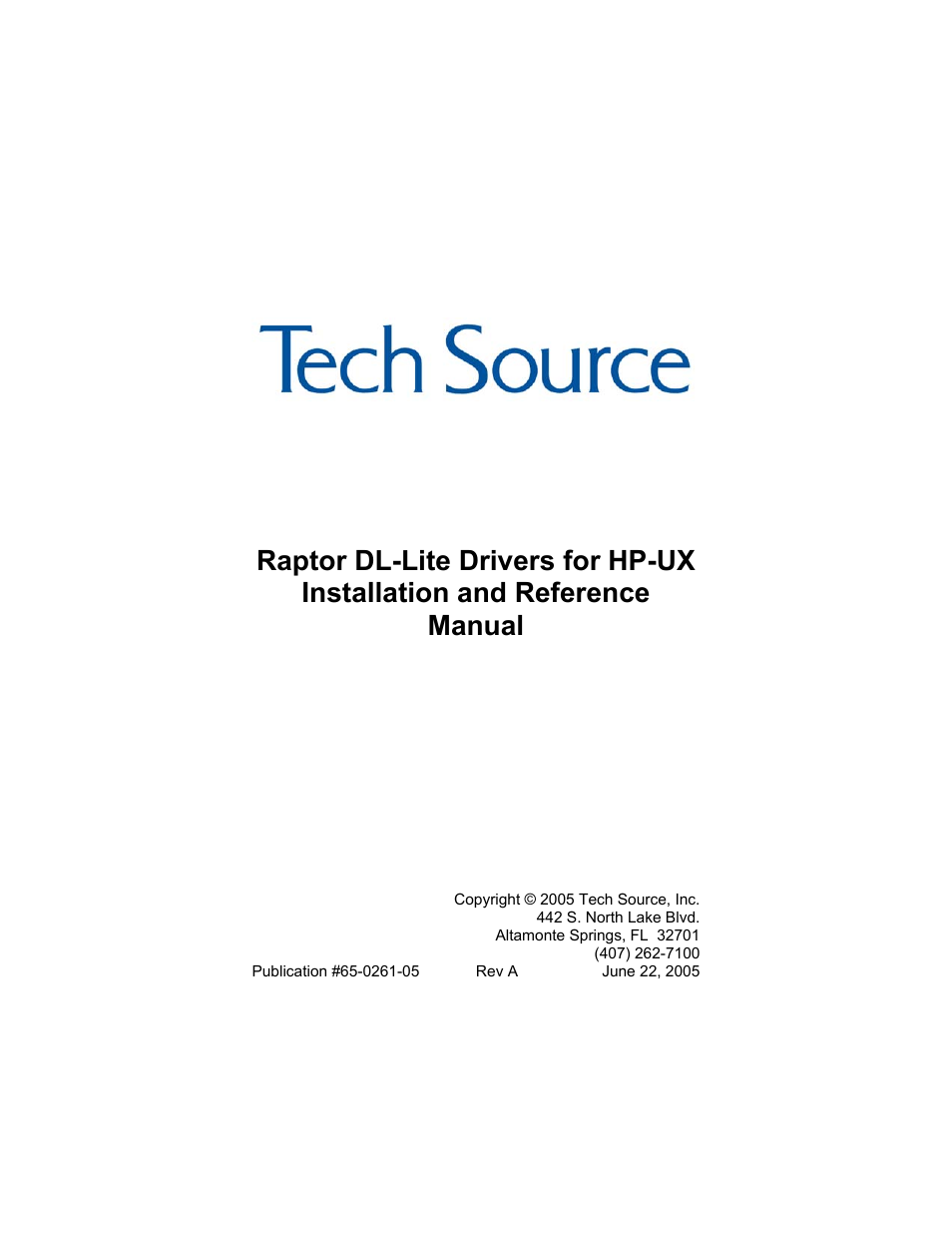 Tech Source Raptor DL-Lite Drivers for HP-UX User Manual | 32 pages