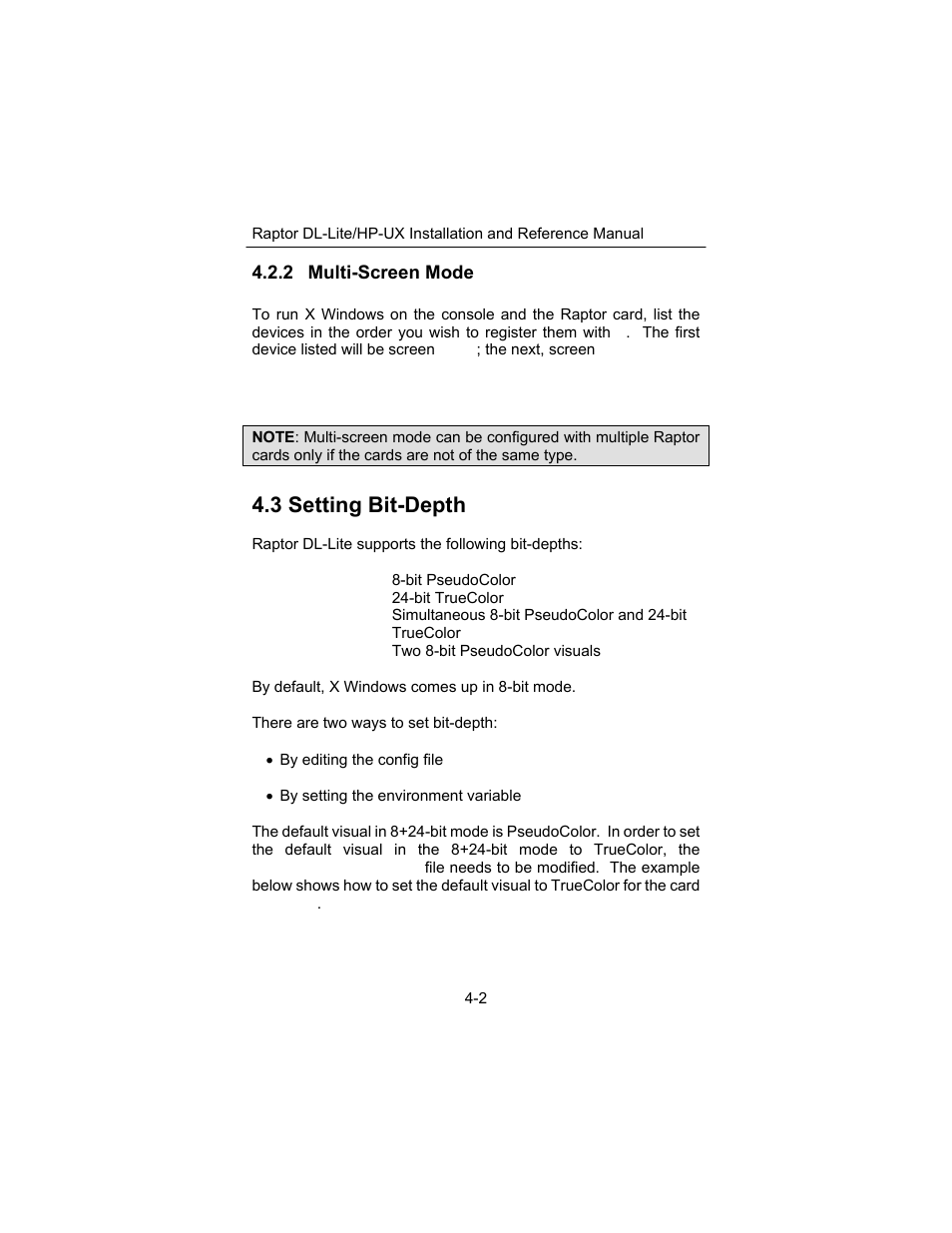 3 setting bit-depth | Tech Source Raptor DL-Lite Drivers for HP-UX User Manual | Page 18 / 32