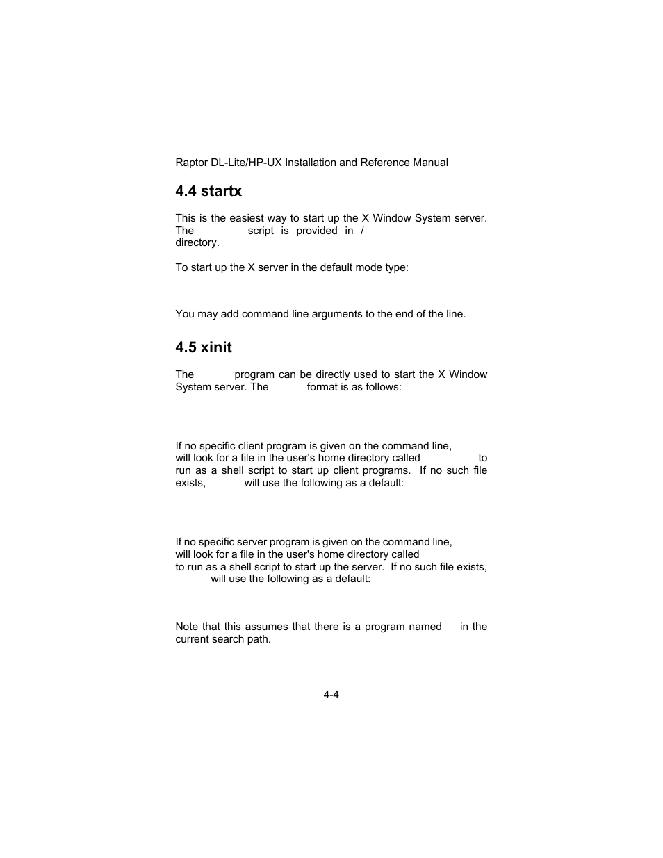 4 startx, 5 xinit | Tech Source Raptor DL-Lite Drivers for HP-UX User Manual | Page 20 / 32
