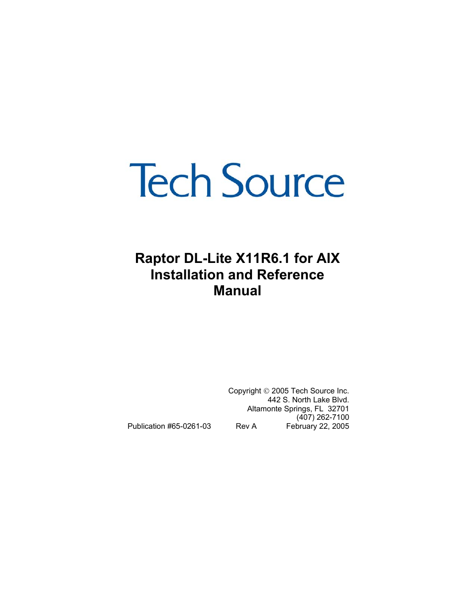 Tech Source Raptor DL-Lite Drivers for AIX User Manual | 32 pages