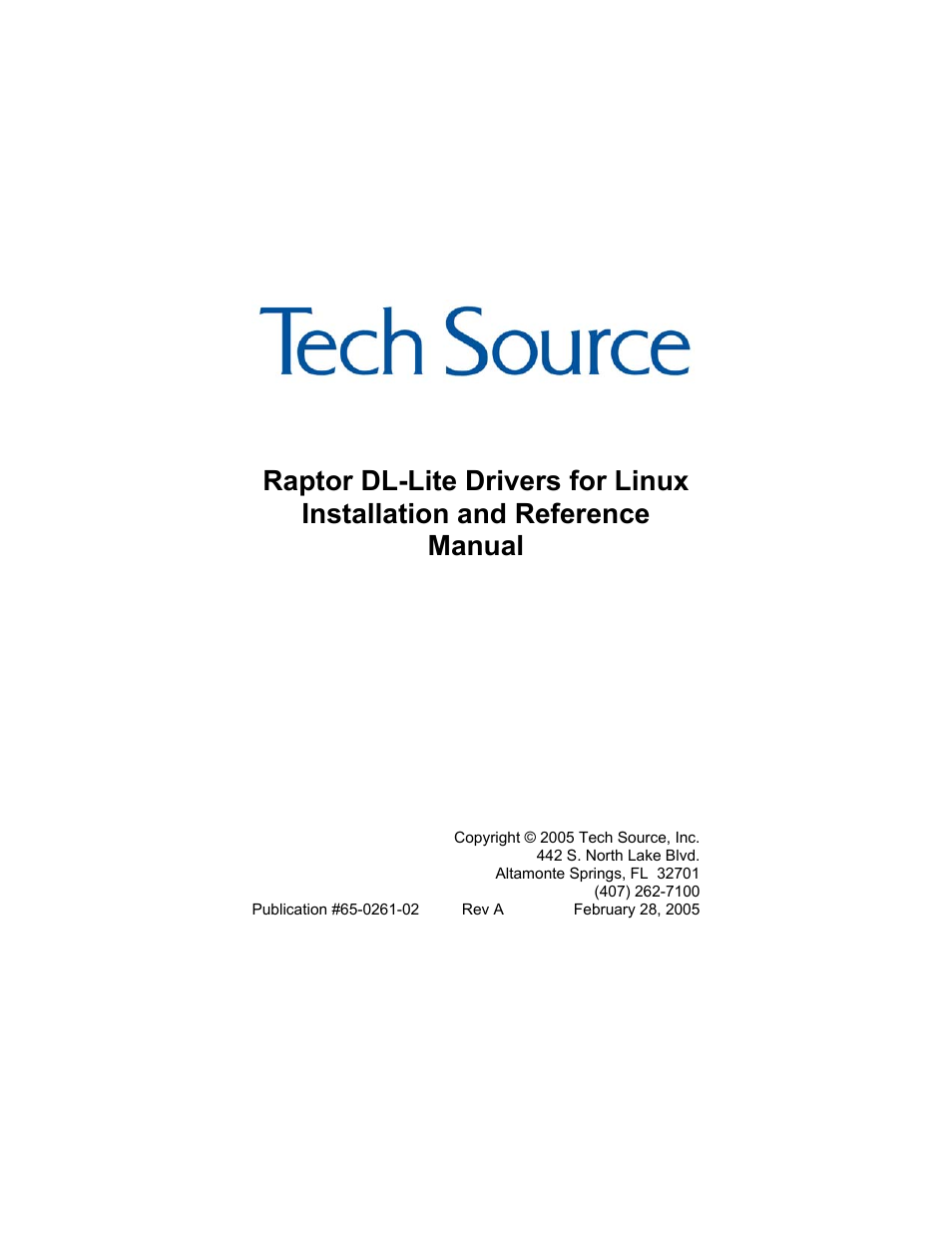 Tech Source Raptor DL-Lite Drivers for Linux User Manual | 40 pages