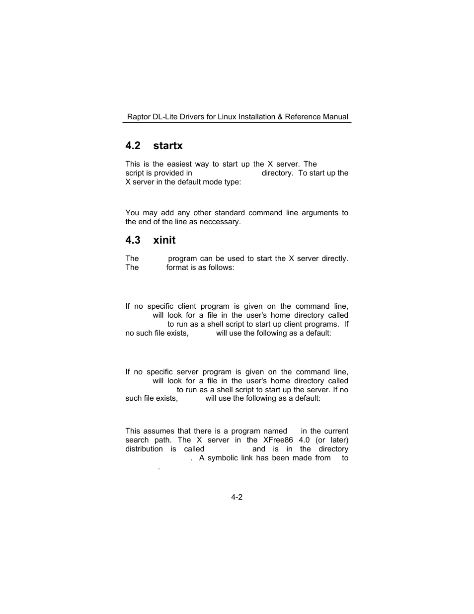 2 startx, 3 xinit | Tech Source Raptor DL-Lite Drivers for Linux User Manual | Page 22 / 40