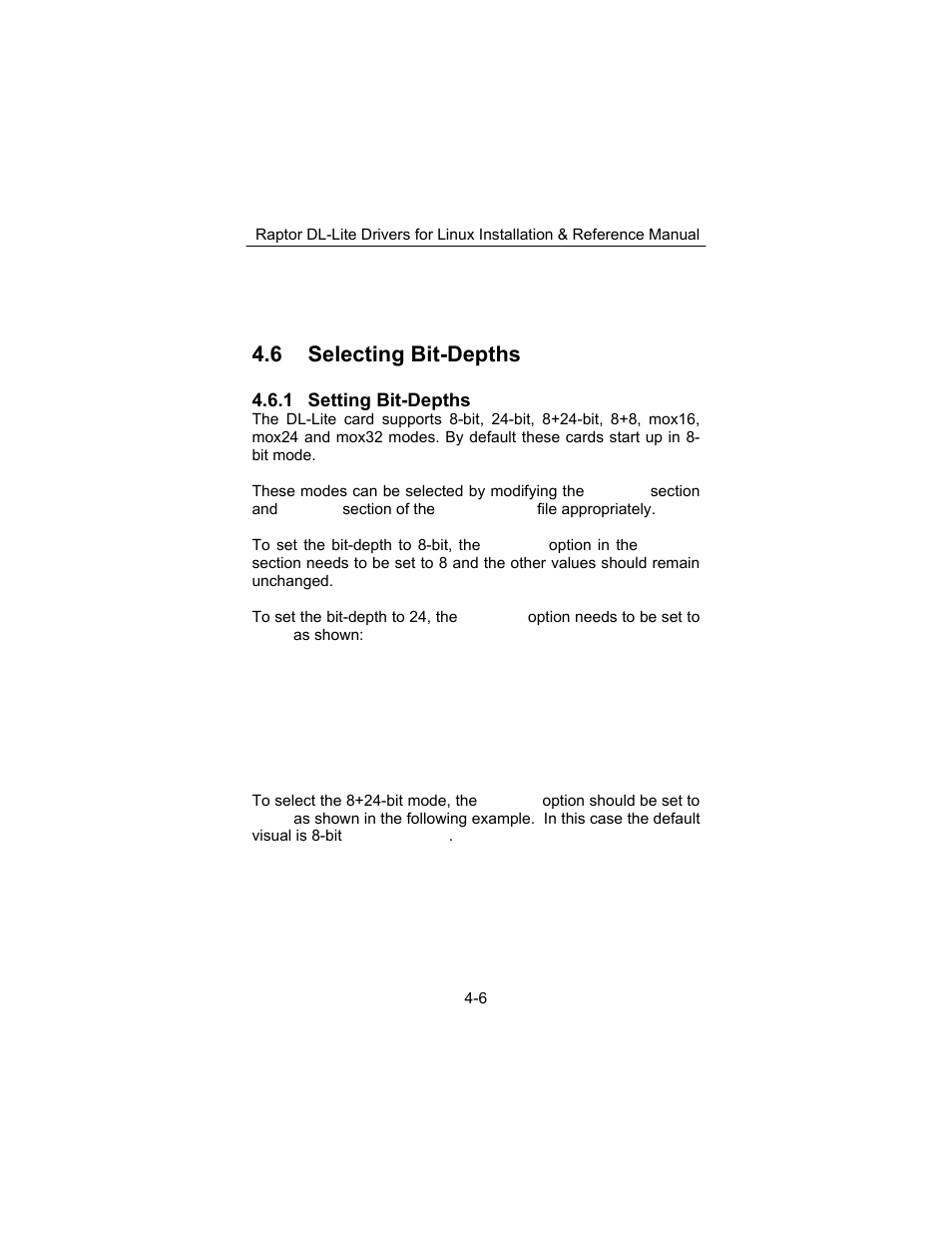 6 selecting bit-depths, 1 setting bit-depths | Tech Source Raptor DL-Lite Drivers for Linux User Manual | Page 26 / 40