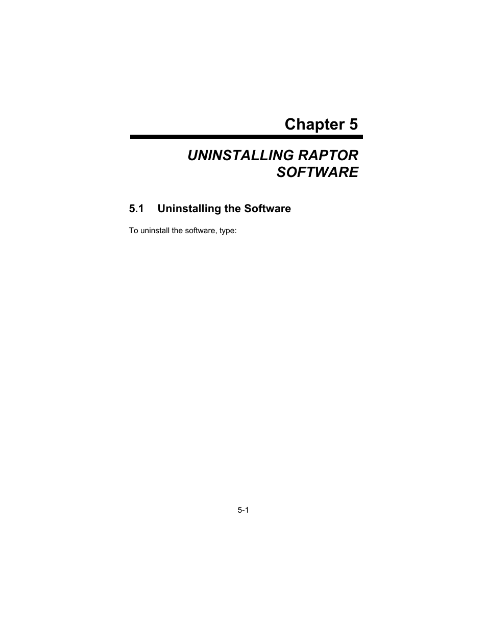 Chapter 5, Uninstalling raptor software | Tech Source Raptor DL-Lite Drivers for Linux User Manual | Page 29 / 40