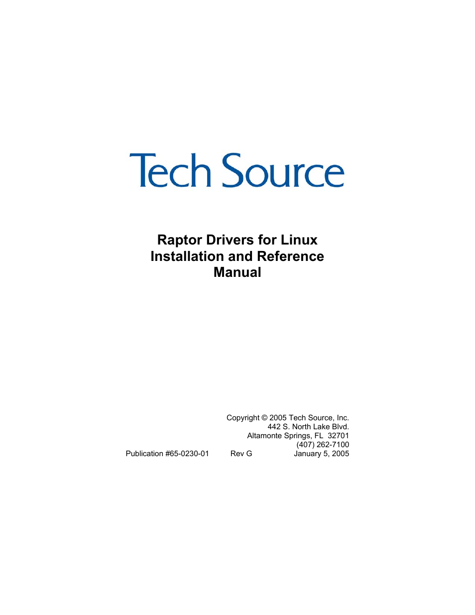 Tech Source Raptor Drivers for Linux User Manual | 64 pages