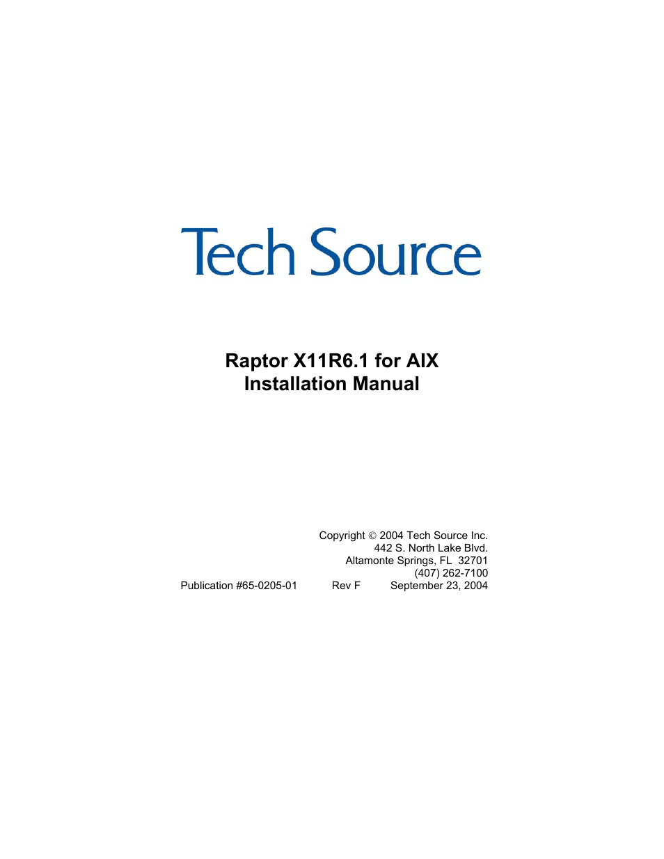 Tech Source Raptor X11R6.1 for AIX User Manual | 40 pages