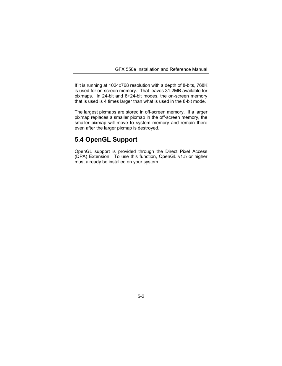 4 opengl support | Tech Source GFX 550e User Manual | Page 24 / 48