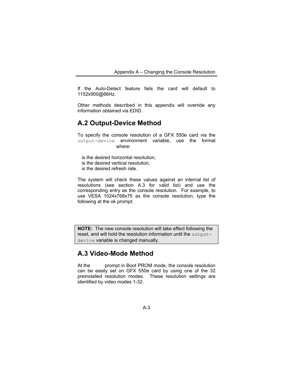 A.2 output-device method, A.3 video-mode method | Tech Source GFX 550e User Manual | Page 31 / 48