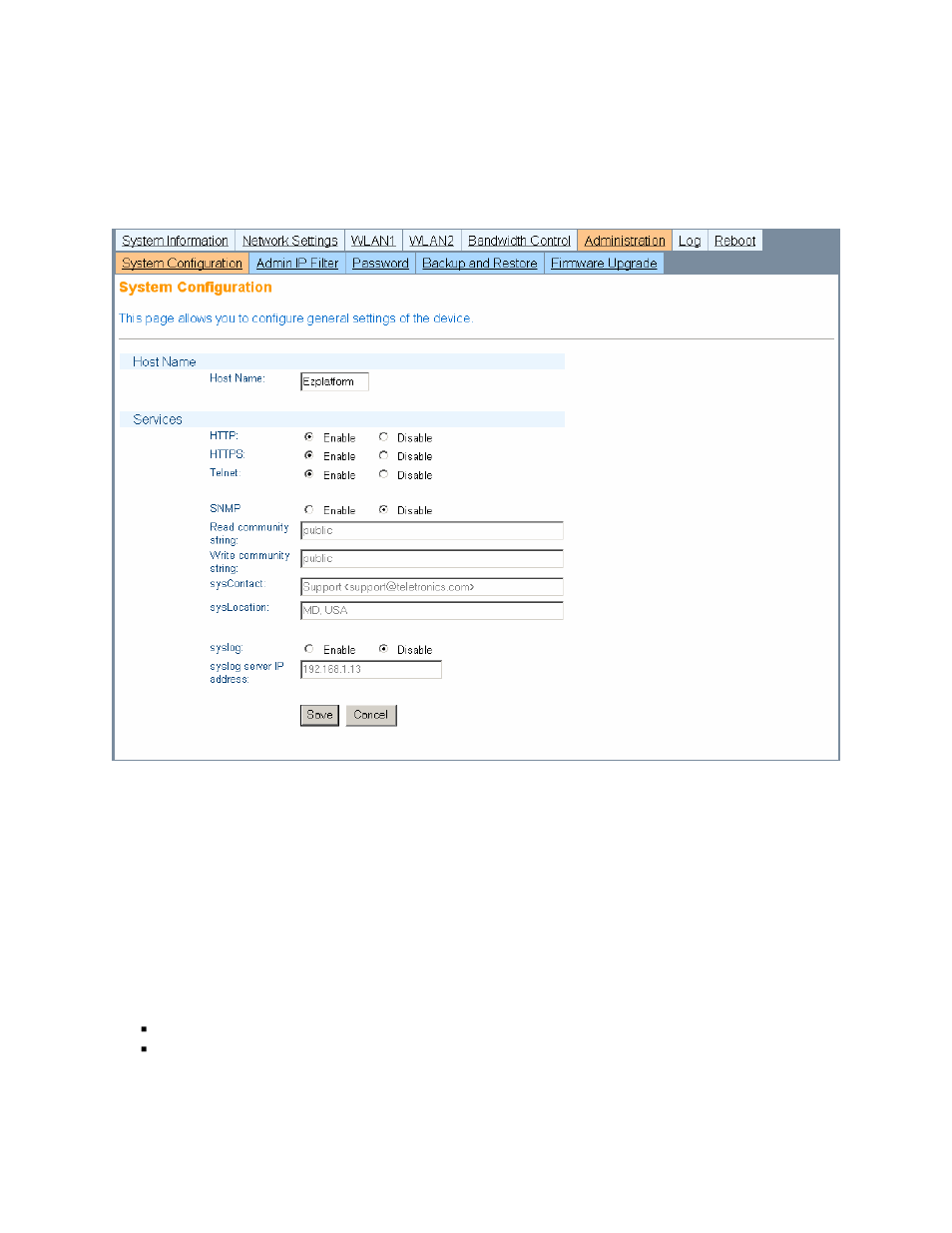 Administration | Teletronics EZPlatform User Manual | Page 29 / 41