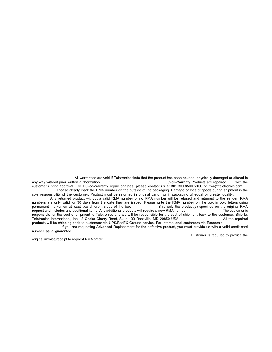 Warranty policy & rma policy | Teletronics EZStation2 User Manual | Page 49 / 58
