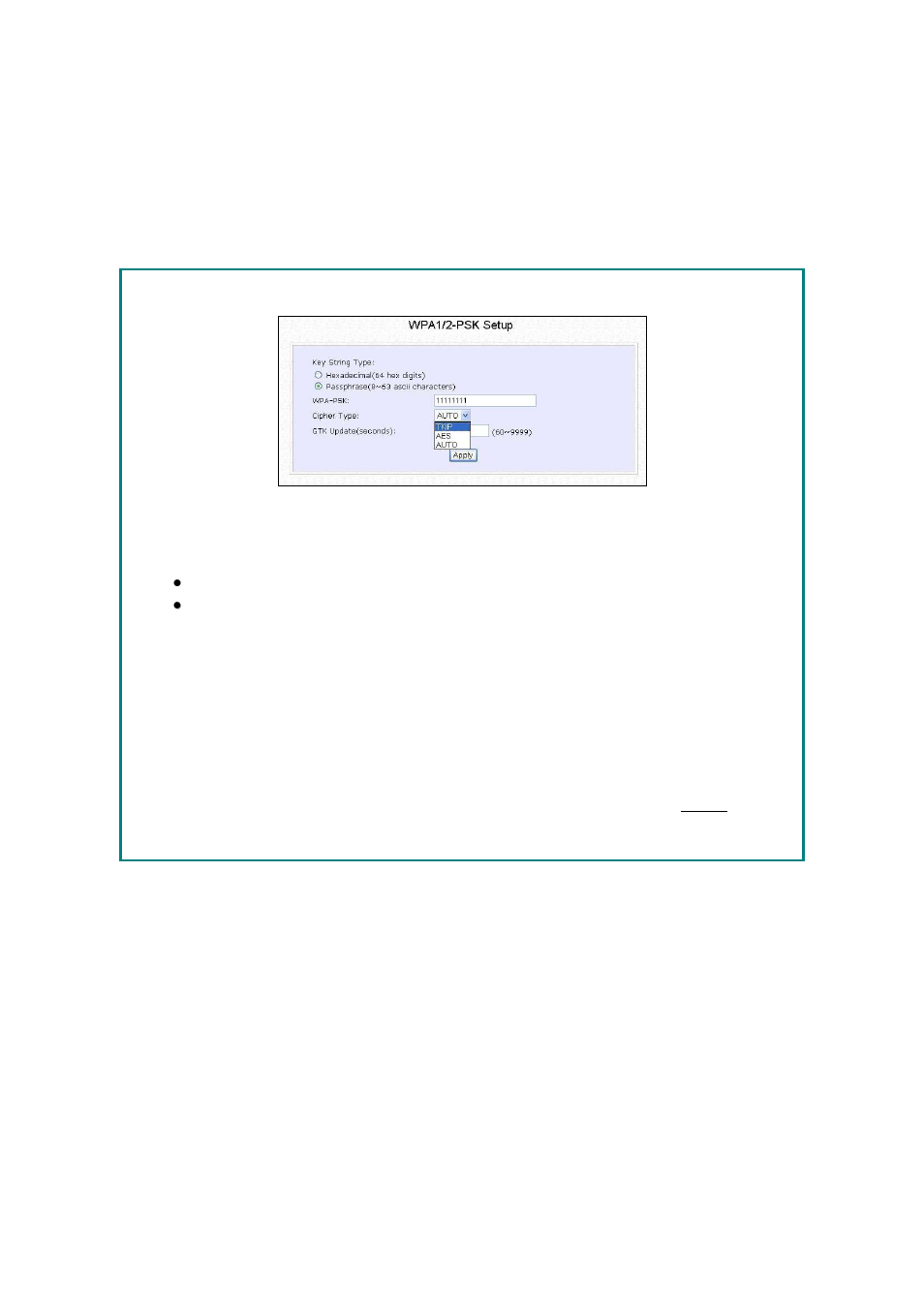 Setup wpa-personal, Passphrase (alphanumeric characters), Hexadecimal | Teletronics EZStation5 User Manual | Page 142 / 187