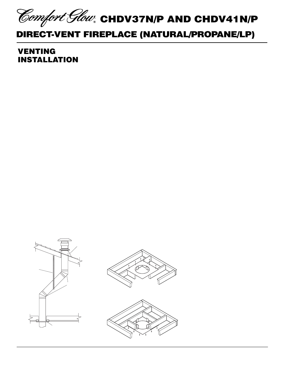 Chdv37n/p and chdv41n/p, Direct-vent fireplace (natural/propane/lp), Venting installation | Continued | Desa Tech CHDV37P User Manual | Page 12 / 38