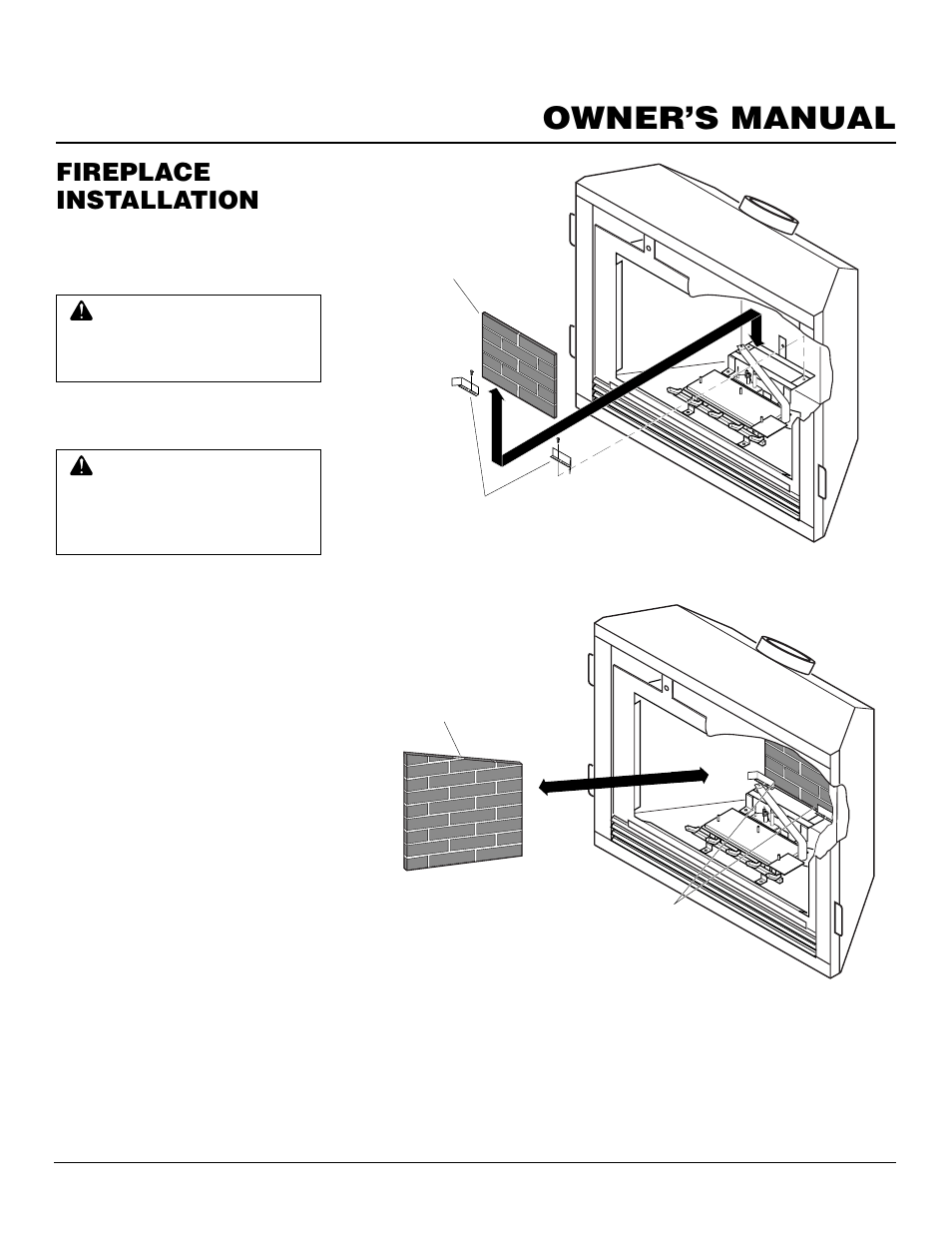 Owner’s manual, Fireplace installation, Continued | Desa Tech CHDV37P User Manual | Page 23 / 38