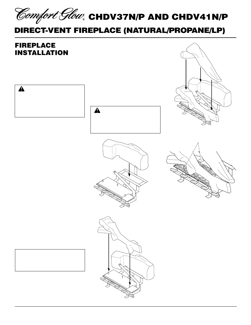 Chdv37n/p and chdv41n/p, Direct-vent fireplace (natural/propane/lp), Fireplace installation | Desa Tech CHDV37P User Manual | Page 24 / 38