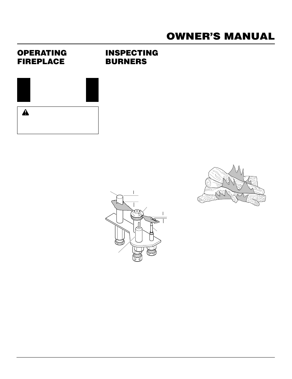 Owner’s manual, Inspecting burners, Operating fireplace | Desa Tech CHDV37P User Manual | Page 27 / 38