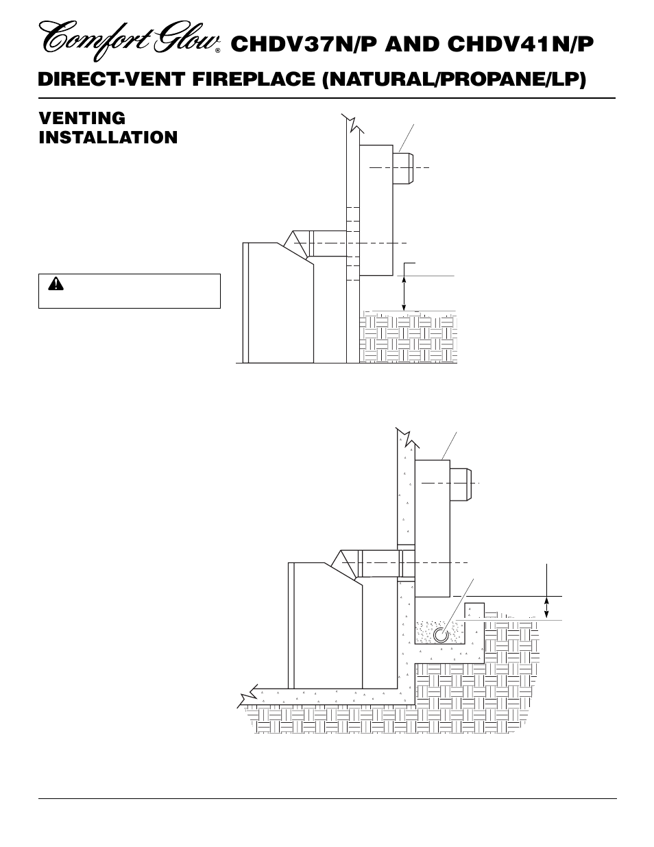 Chdv37n/p and chdv41n/p, Direct-vent fireplace (natural/propane/lp), Venting installation | Continued | Desa Tech CHDV37P User Manual | Page 8 / 38