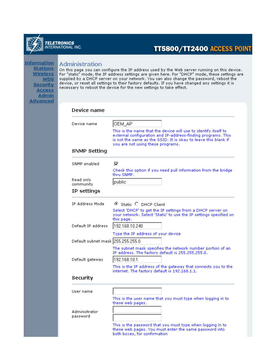 Admin | Teletronics TT 2400 User Manual | Page 44 / 64
