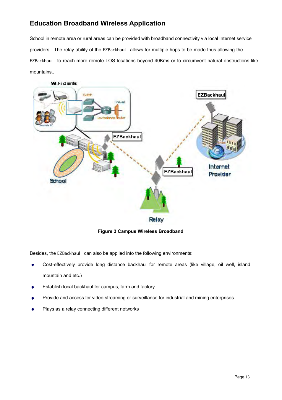 Education broadband wireless application, Igure, Ampus | Ireless, Roadband | Teletronics EZBackhaul User Manual | Page 13 / 62