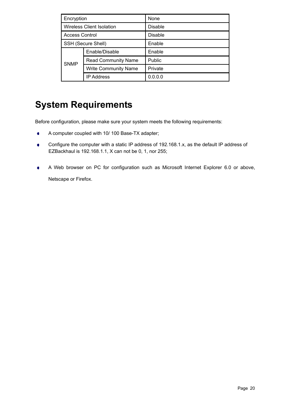 System requirements | Teletronics EZBackhaul User Manual | Page 20 / 62