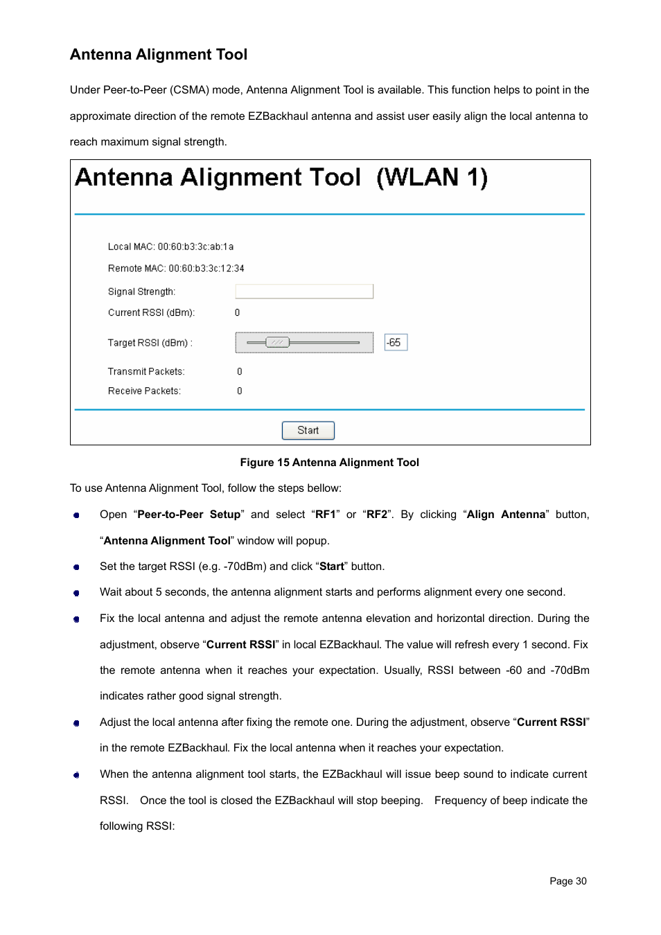 Antenna alignment tool | Teletronics EZBackhaul User Manual | Page 30 / 62