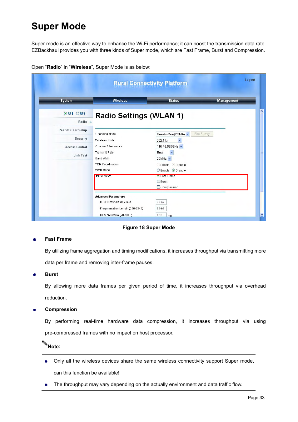 Super mode, Uper | Teletronics EZBackhaul User Manual | Page 33 / 62