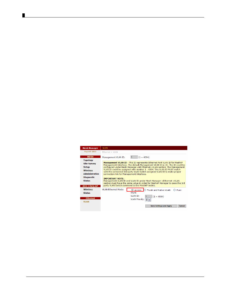 Vlan tag, Access mode, Trunk and native vlan mode | Teletronics EZMesh User Manual | Page 45 / 58
