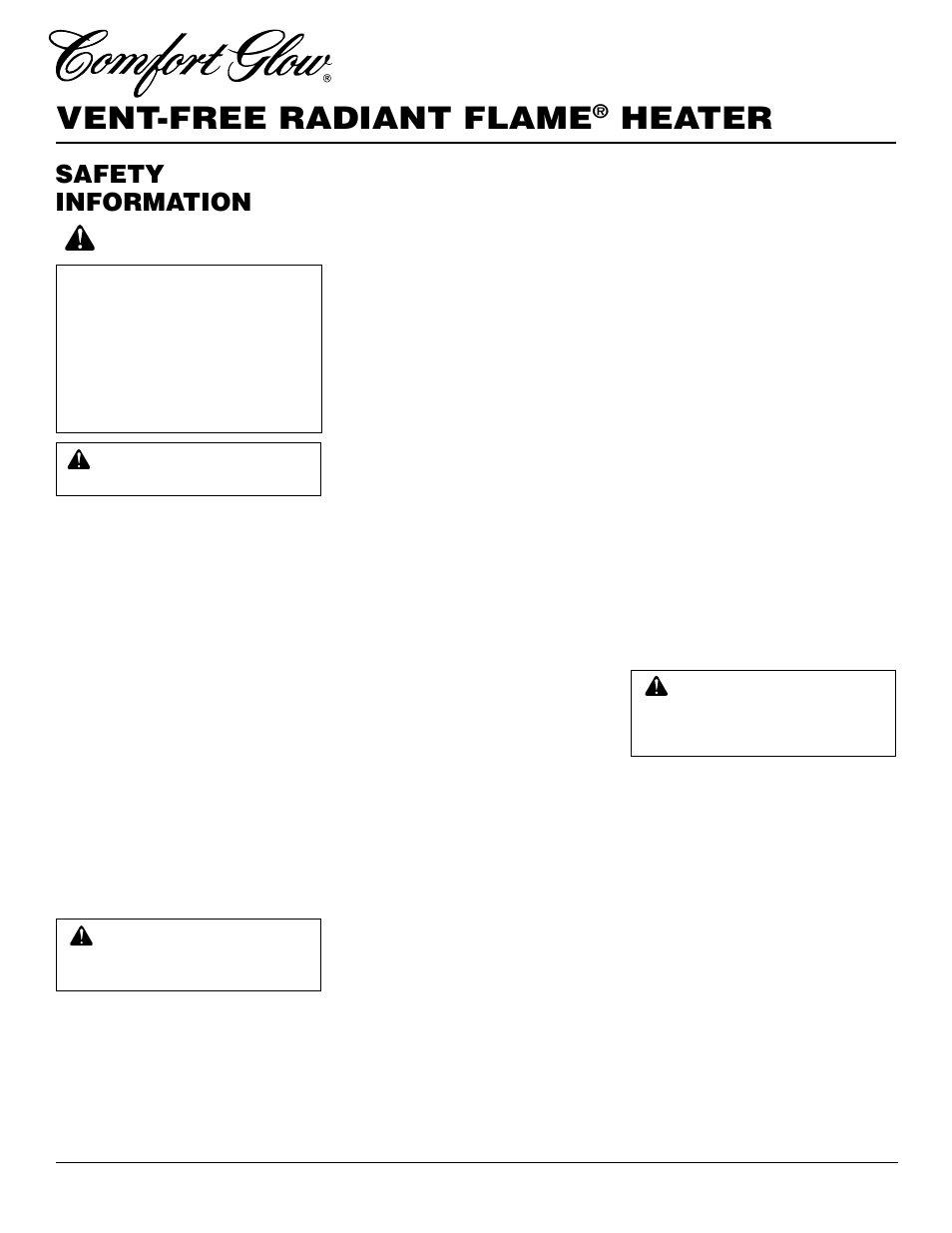 Vent-free radiant flame, Heater, Safety information | Desa Tech RFP28TC User Manual | Page 2 / 26