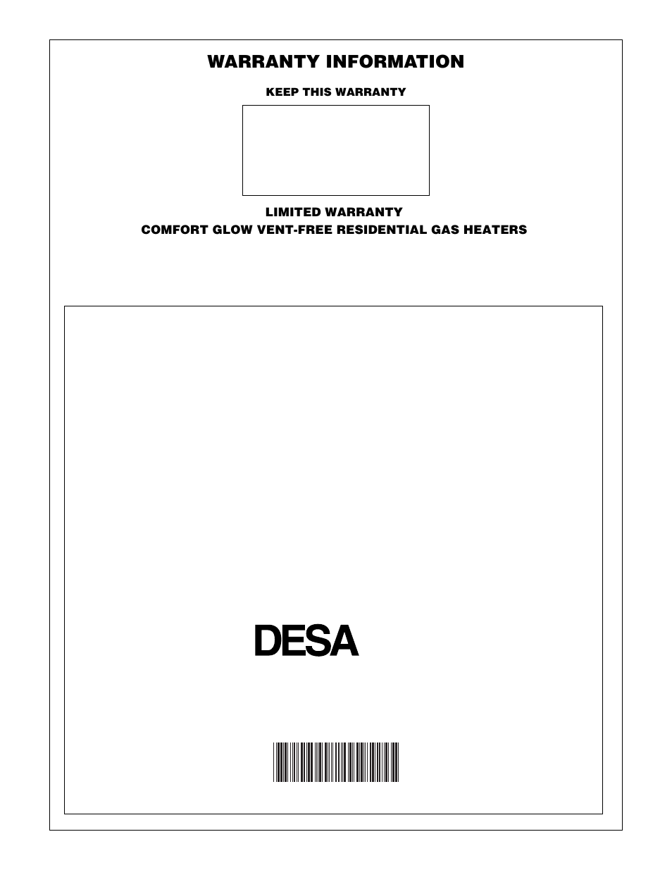 Warranty information | Desa Tech RFP28TC User Manual | Page 26 / 26