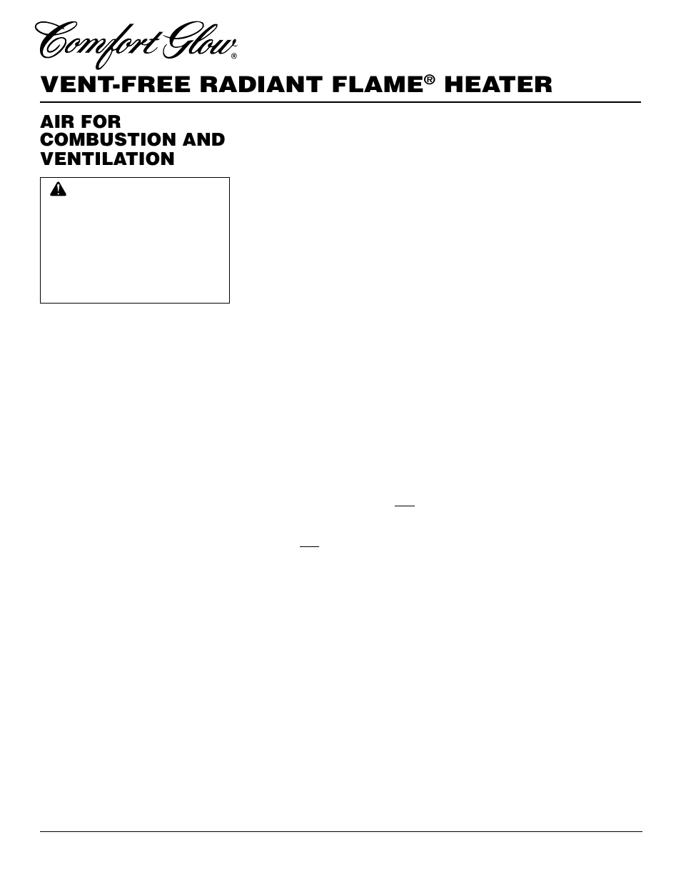 Vent-free radiant flame, Heater, Air for combustion and ventilation | Desa Tech RFP28TC User Manual | Page 6 / 26