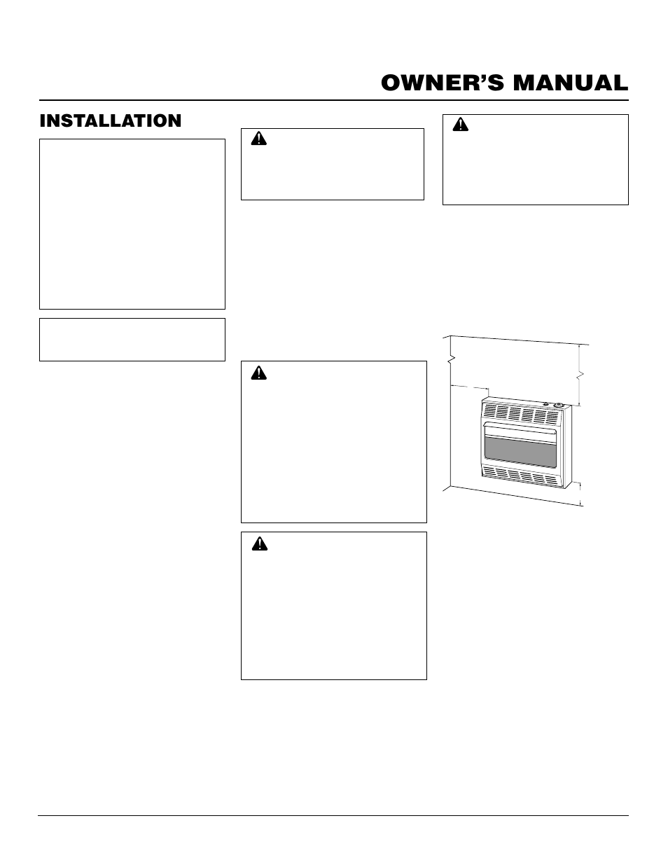 Owner’s manual, Installation, Check gas type | Installation items, Locating heater | Desa Tech RFP28TC User Manual | Page 9 / 26