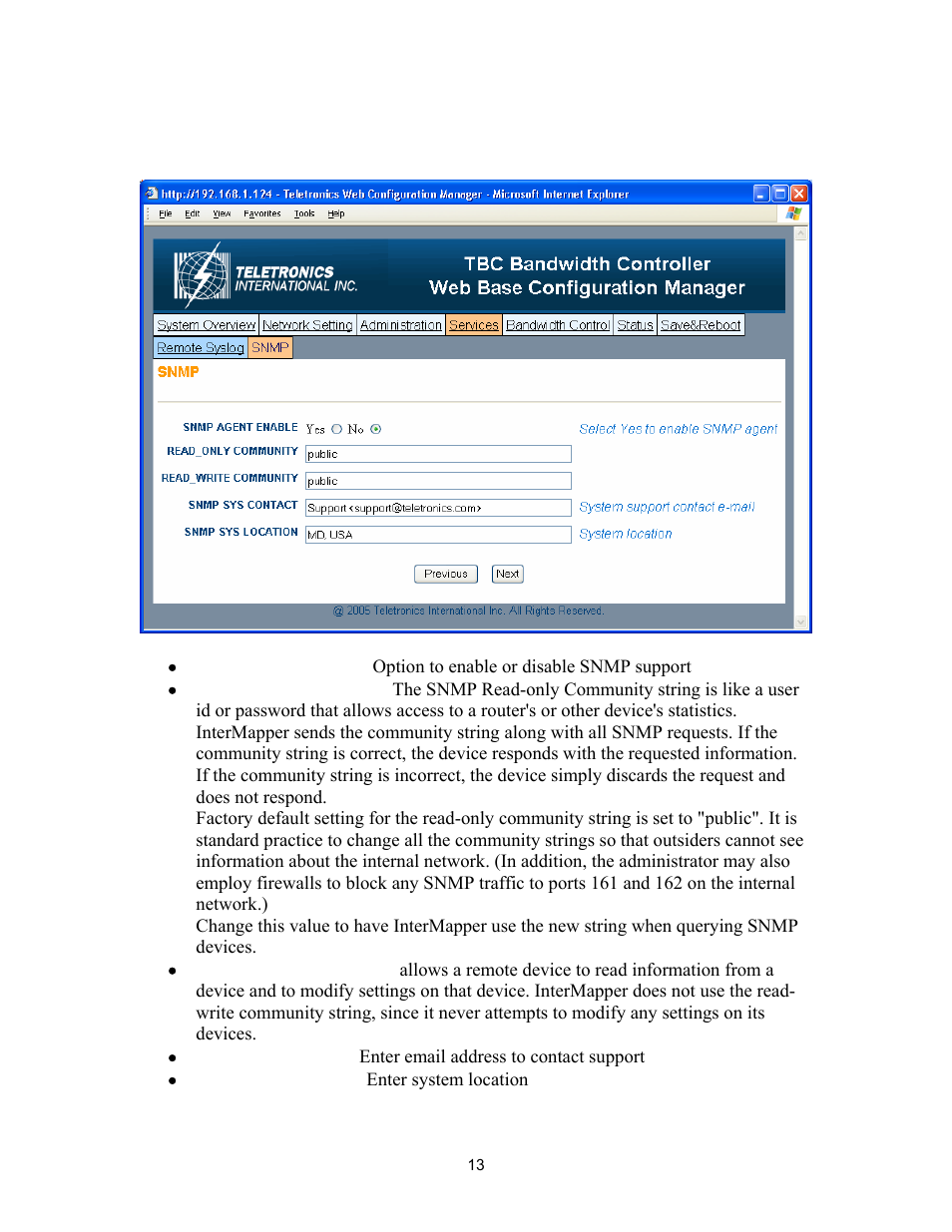 Services | Teletronics TBC-800 User Manual | Page 13 / 27