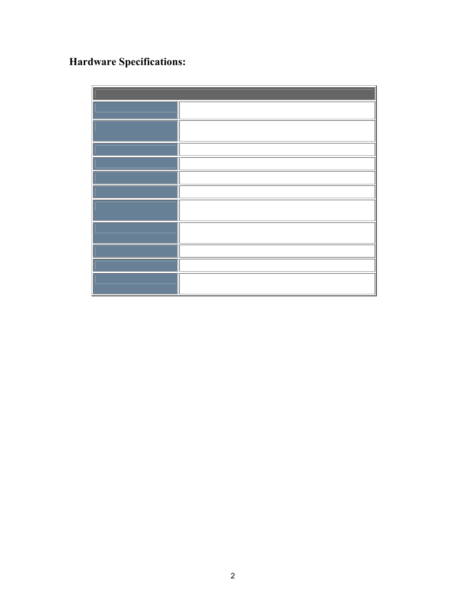 Hardware specifications | Teletronics TBC-800 User Manual | Page 26 / 27