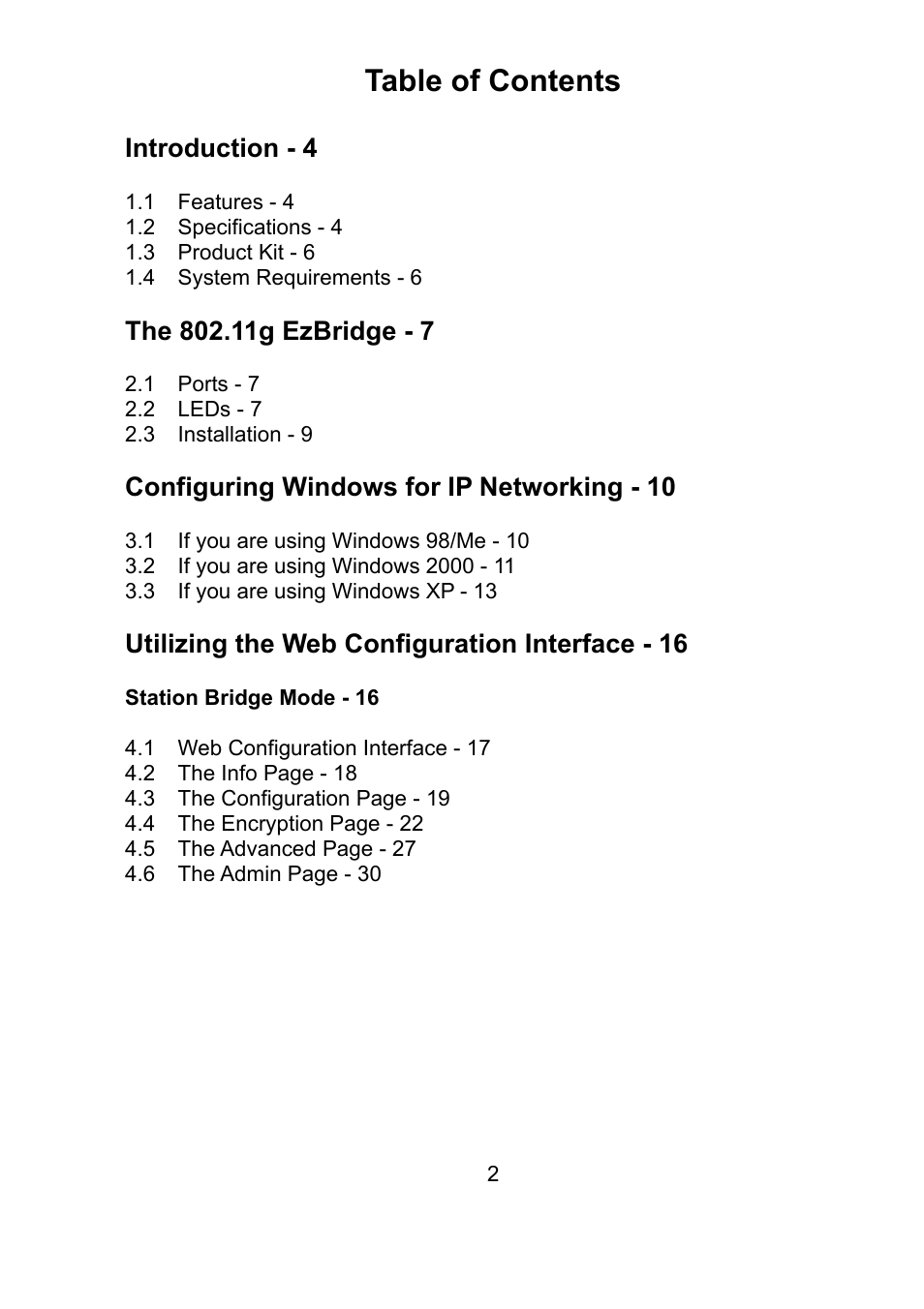 Teletronics EZ Bridge 802.11G User Manual | Page 2 / 61