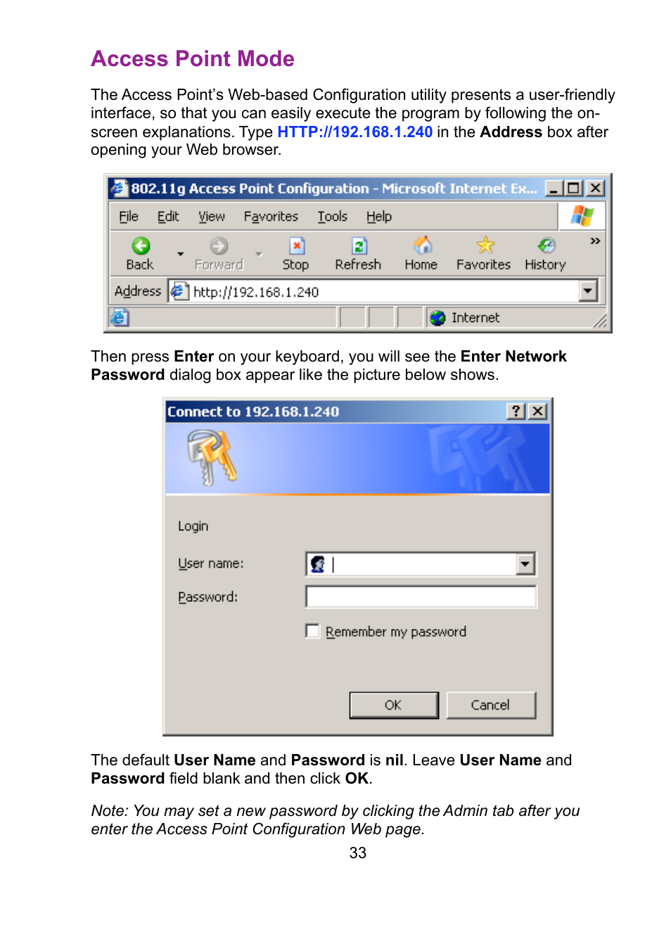 Access point mode | Teletronics EZ Bridge 802.11G User Manual | Page 33 / 61